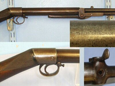 1908-1914 BSA Lincoln Jeffries Patent Improved Model D .177 Calibre Pistol Straight Hand Stock Variant Underlever Air Rifle With Correct ‘Bayonet’ Catch Lever & Correct Cylinder Markings. AI 604 air rifle .177