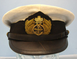 Japanese Naval Officer's White Cover Summer Uniform Visor Cap with Bullion Badge Japanese Naval Officer's White Cover Summer Uniform Visor Cap with Bullion Badge Clothing