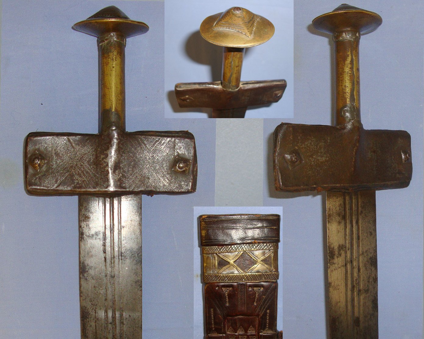 Victorian C1885 Siege Of Khartoum Era Large Native Sudanese / Arab Fighting Sword With Possible Ancient Blade & Rare To Find Leather Scabbard. Sn 21449:9 Sword