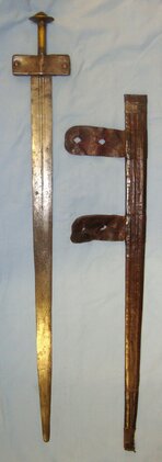  Victorian C1885 Siege Of Khartoum Era Large Native Sudanese / Arab Fighting Sword With Possible Ancient Blade & Rare To Find Leather Scabbard. Sn 21449:9 Sword