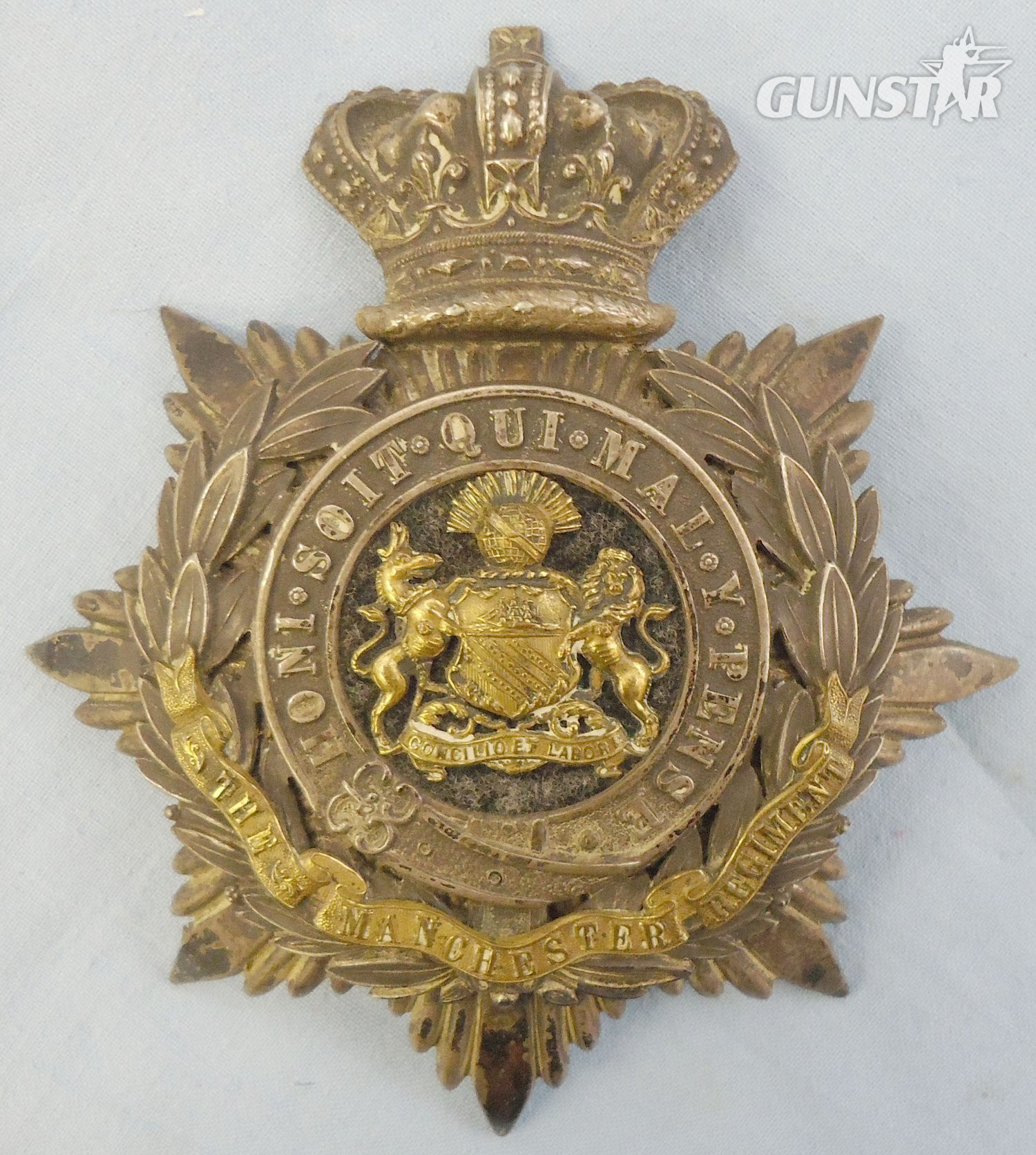 Victorian Officers Silver Gilt ‘Manchester Regiment’ Helmet Plate (Maker Hobson & Sons). 19289:12. Victorian Officers Silver Gilt ‘Manchester Regiment’ Helmet Plate (Maker Hobson & Sons). 19289:12. Antique & Militaria in 