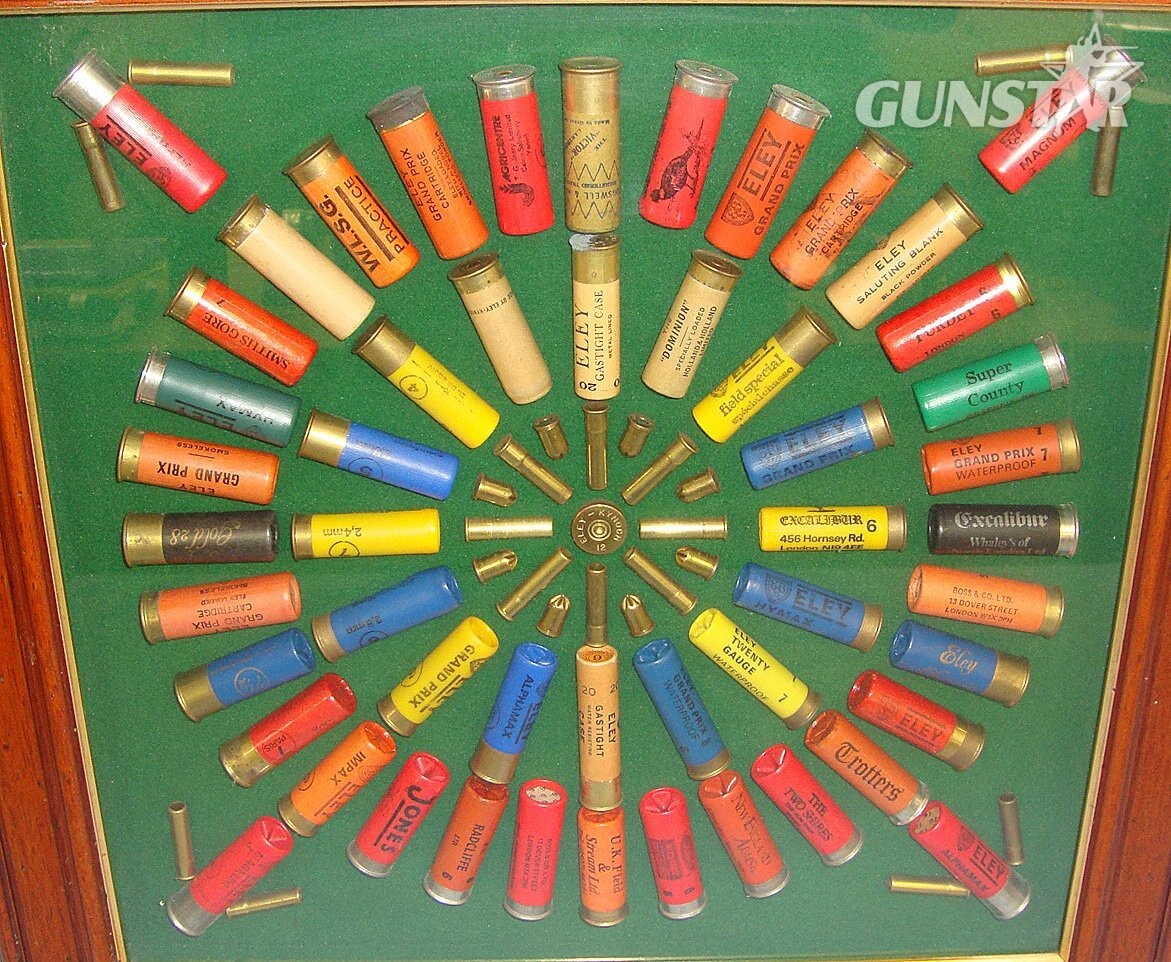 RARE**INERT DEACTIVATED**LARGE**British Eley Sporting Shotgun & Small Bore Ammunition Cases Glazed Display / Bullet Board. Sn 23484:52  Various Cartridges