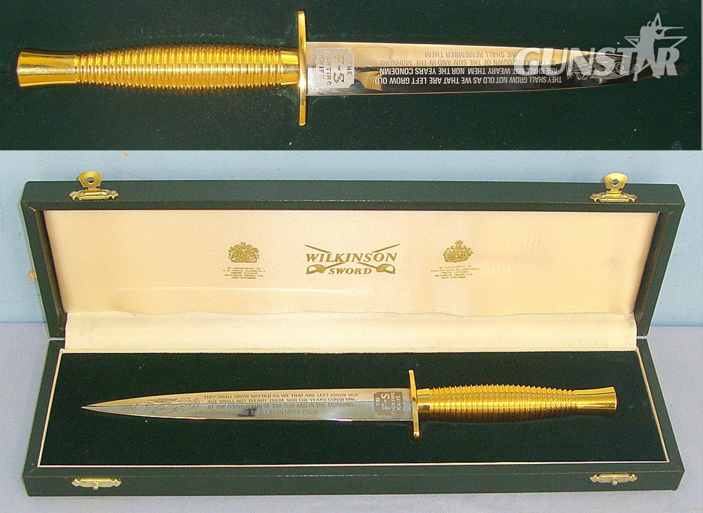  MINT**1994 Cased Wilkinson Sword WW2 50th Anniversary Commemorative ‘1944 - 1994 TO COMMEMORATE THE 50th ANNIVERSARY OF OPERATIONS OVERLORD AND NEPTUNE ON D-DAY 6th JUNE 1944’ Etched Blade FS 2nd Pattern FS Fighting Knife. Sn 23547 Knive