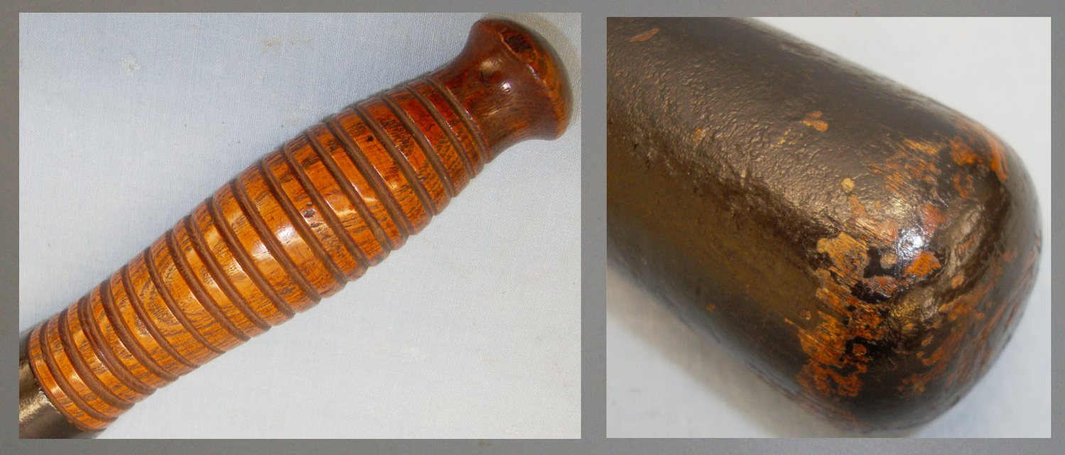  Large Victorian Wood Baluster Tipstaff Truncheon with Hand Painted Decoration Crown VR Royal Cypher. 20609. Large Victorian Wood Baluster Tipstaff Truncheon with Hand Painted Decoration Crown VR Royal Cypher. 20609. Antique & Militaria