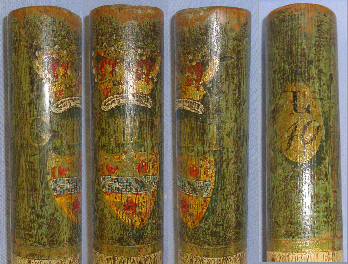 LARGE**POLE FORM**1760-1820 George III ‘King’s Crown Heraldic Arms GRIII L40’ Hand Painted Decoration Wood Tip Staff / Police Truncheon. Sn 21069  Antique & Militaria
