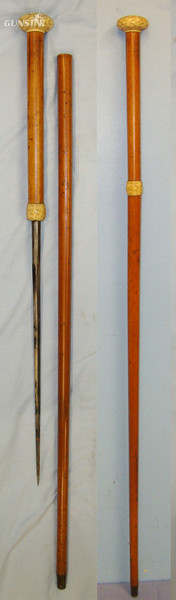 Victorian / Edwardian Gentleman’s Malacca Sword Stick With Diamond Section Blade & Hand Carved Antique Ivory Fittings Sword in 