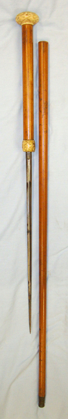  Victorian / Edwardian Gentleman’s Malacca Sword Stick With Diamond Section Blade & Hand Carved Antique Ivory Fittings Sword