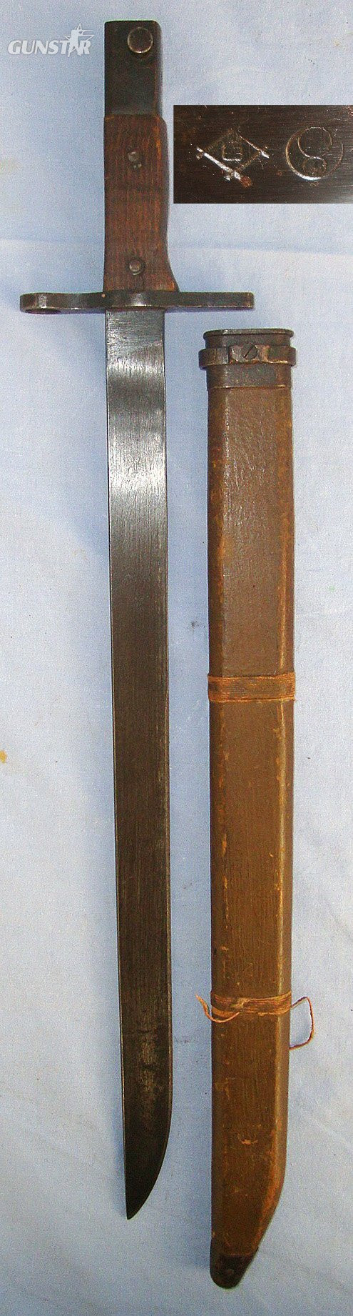 RARE**LATE WW2 'LAST DITCH' Japanese Type 30 Arisaka Rifle Bayonet By Toyoda Jidoshoki Seisakusho (Toyoda Automatic Loom Works TALW) Under Nagoya Arsenal Supervision Variation Q & Wood Scabbard With Steel Fittings. Sn 23461  Bayonet in 