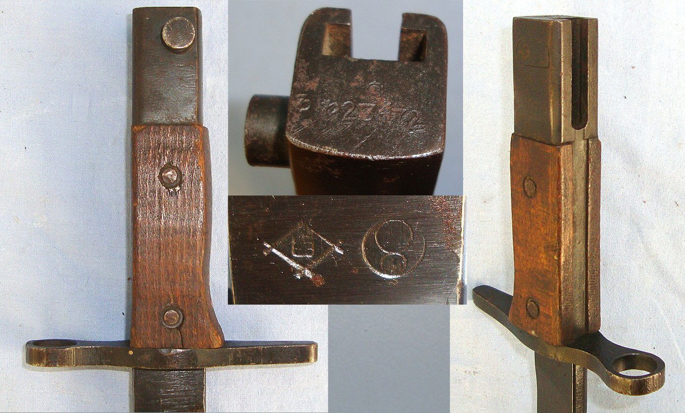 RARE**LATE WW2 'LAST DITCH' Japanese Type 30 Arisaka Rifle Bayonet By Toyoda Jidoshoki Seisakusho (Toyoda Automatic Loom Works TALW) Under Nagoya Arsenal Supervision Variation Q & Wood Scabbard With Steel Fittings. Sn 23461  Bayonet