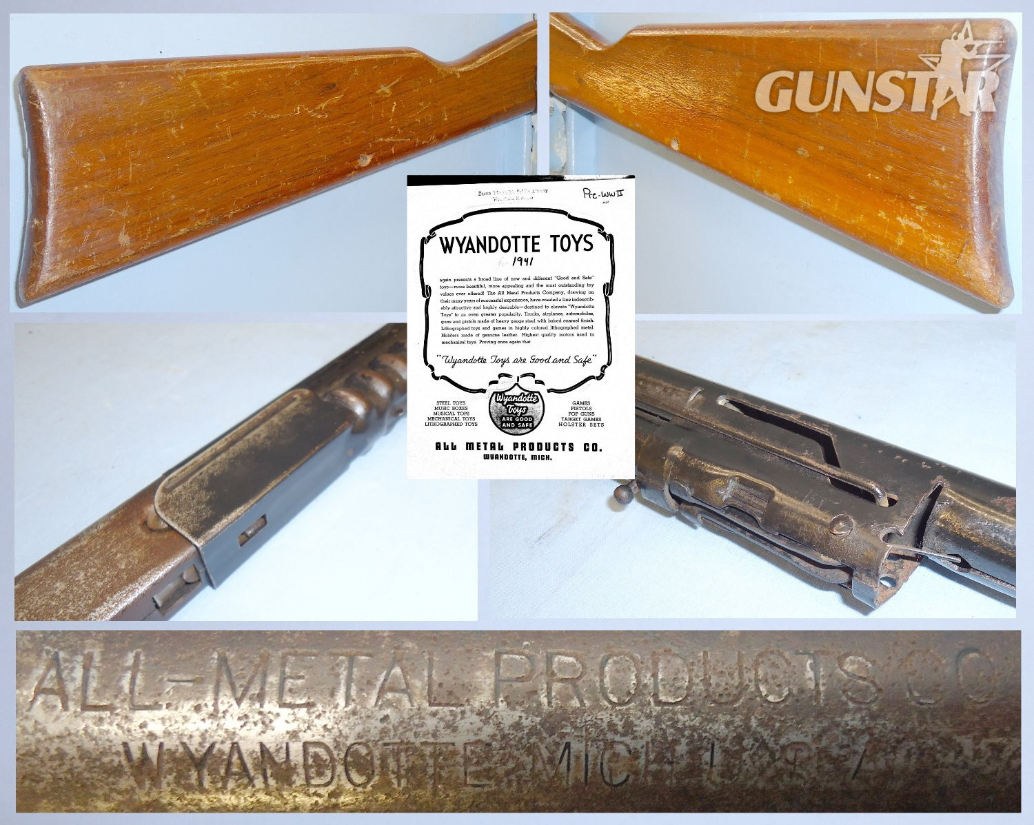 C1920’s Wyandotte ‘All Metal Products’ Pump Cork Ball Rifle Toy Gun. AI 737. C1920’s Wyandotte ‘All Metal Products’ Pump Cork Ball Rifle Toy Gun. AI 737. None