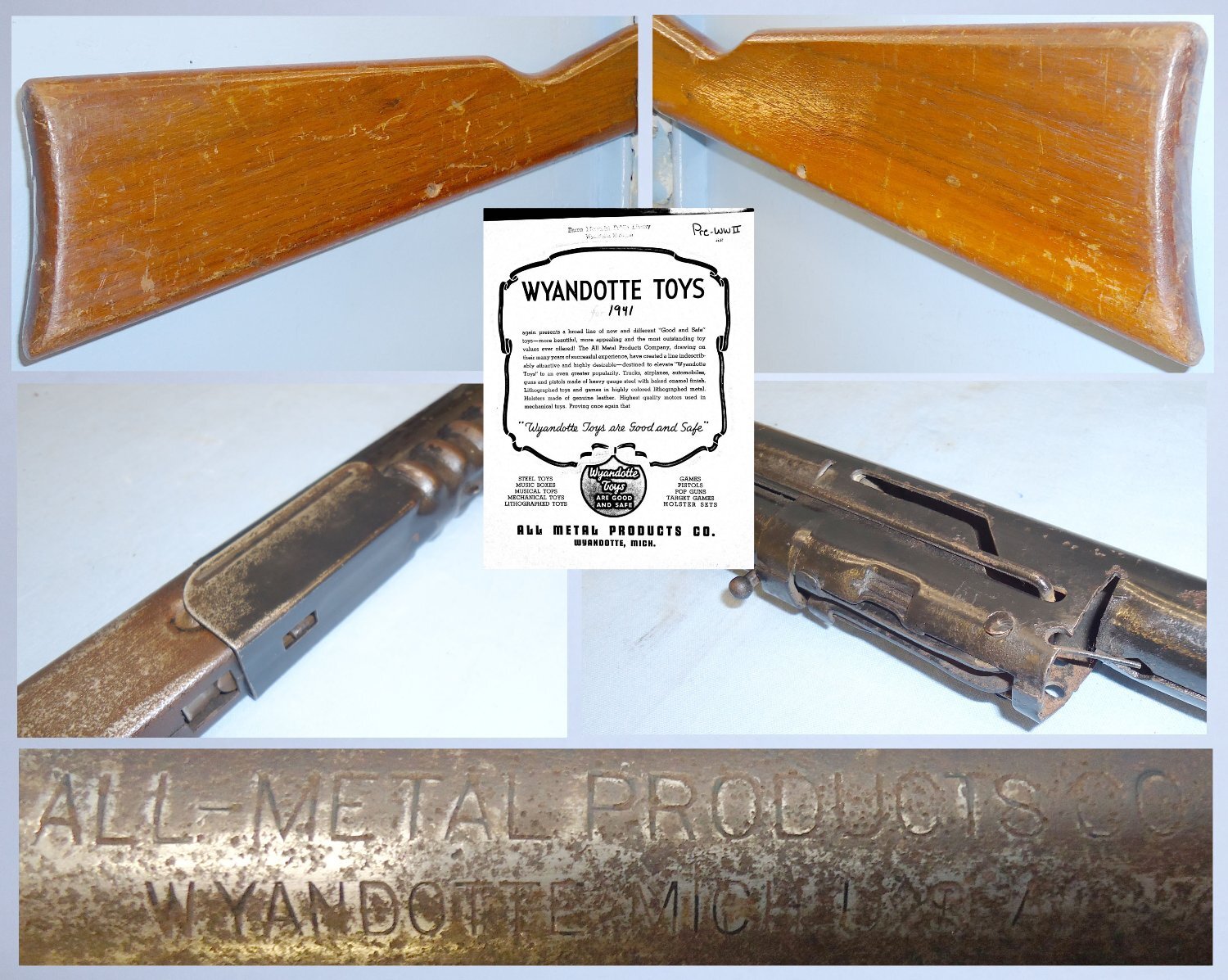C1920’s Wyandotte ‘All Metal Products’ Pump Cork Ball Rifle Toy Gun. AI 737. C1920’s Wyandotte ‘All Metal Products’ Pump Cork Ball Rifle Toy Gun. AI 737. None