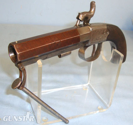 John Witton, City Of London Steel Frame 17 Bore Overcoat Pistol With Octagonal Barrel & Captive Ramrod. 17 Gauge Muzzleloader