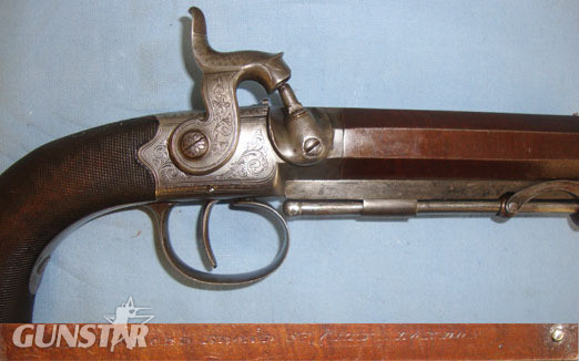  John Witton, City Of London Steel Frame 17 Bore Overcoat Pistol With Octagonal Barrel & Captive Ramrod. 17 Gauge Muzzleloader
