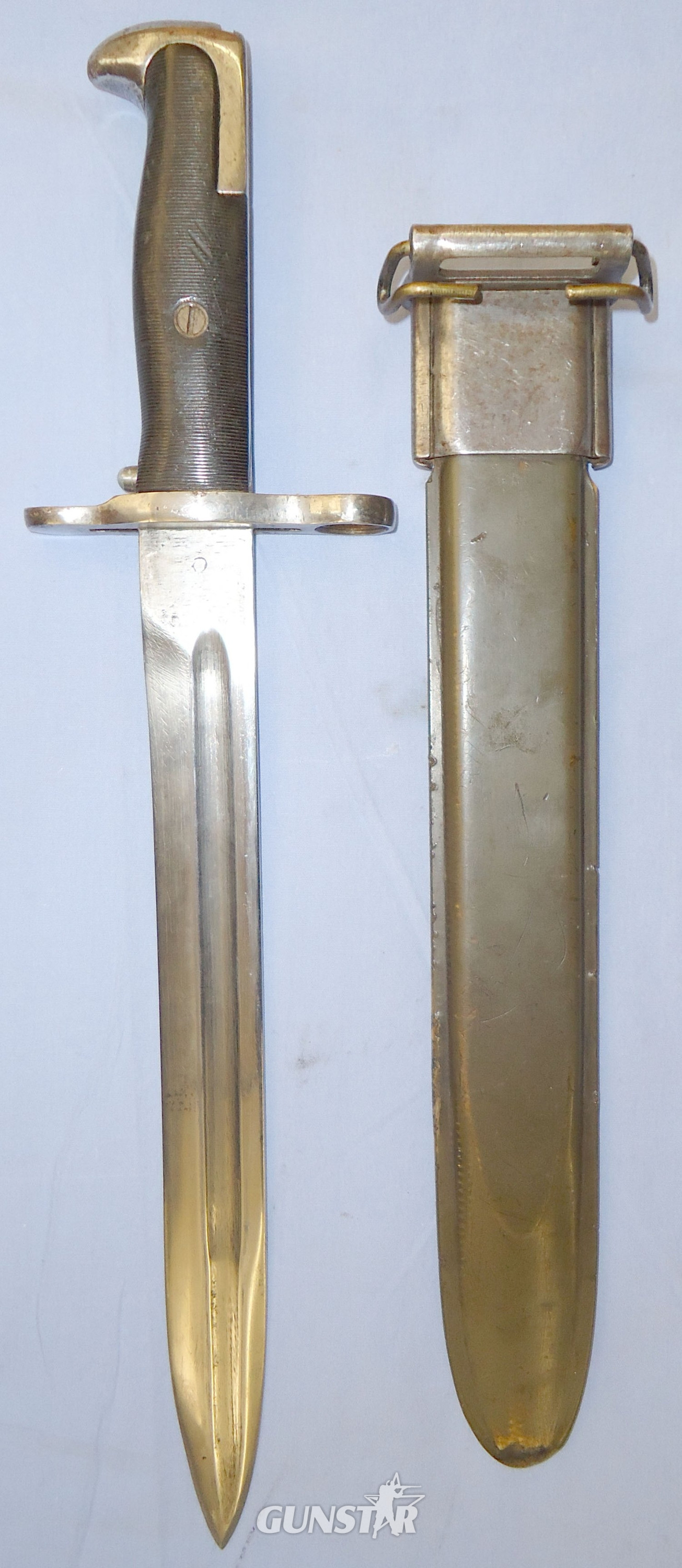  WWII Dated US Army UFH (Union Fork and Hoe Company) M1 Short Bayonet & Scabbard for the M1 Garand Rifle. BAYO 381. Bayonet