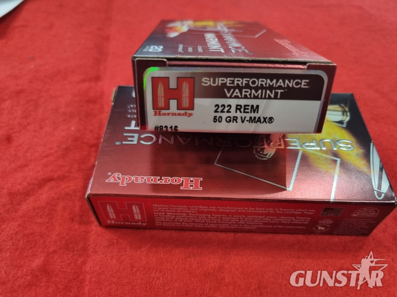 Hornady .222 Rem 50gr V-MAX SPF Varmint  Rounds in 