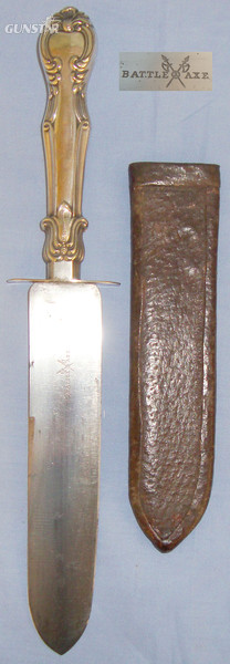  Victorian Cutlery Handled Spear Pointed Bowie Knife \"Battle Axe\" Trade Mark & Scabbard ED 2248. Other Blade