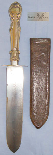  Victorian Cutlery Handled Spear Pointed Bowie Knife \"Battle Axe\" Trade Mark & Scabbard ED 2248. Other Blade