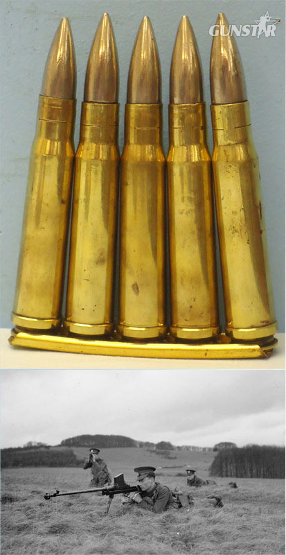 DEACTIVATED INERT .55 Boys (14x99B) Mark 2 Armour Piercing Anti-Tank Rifle, 5 Rounds In Stripper Clip. - O 1974 DEACTIVATED INERT .55 Boys (14x99B) Mark 2 Armour Piercing Anti-Tank Rifle, 5 Rounds In Stripper Clip. - O 1974  Other Ammunition in 