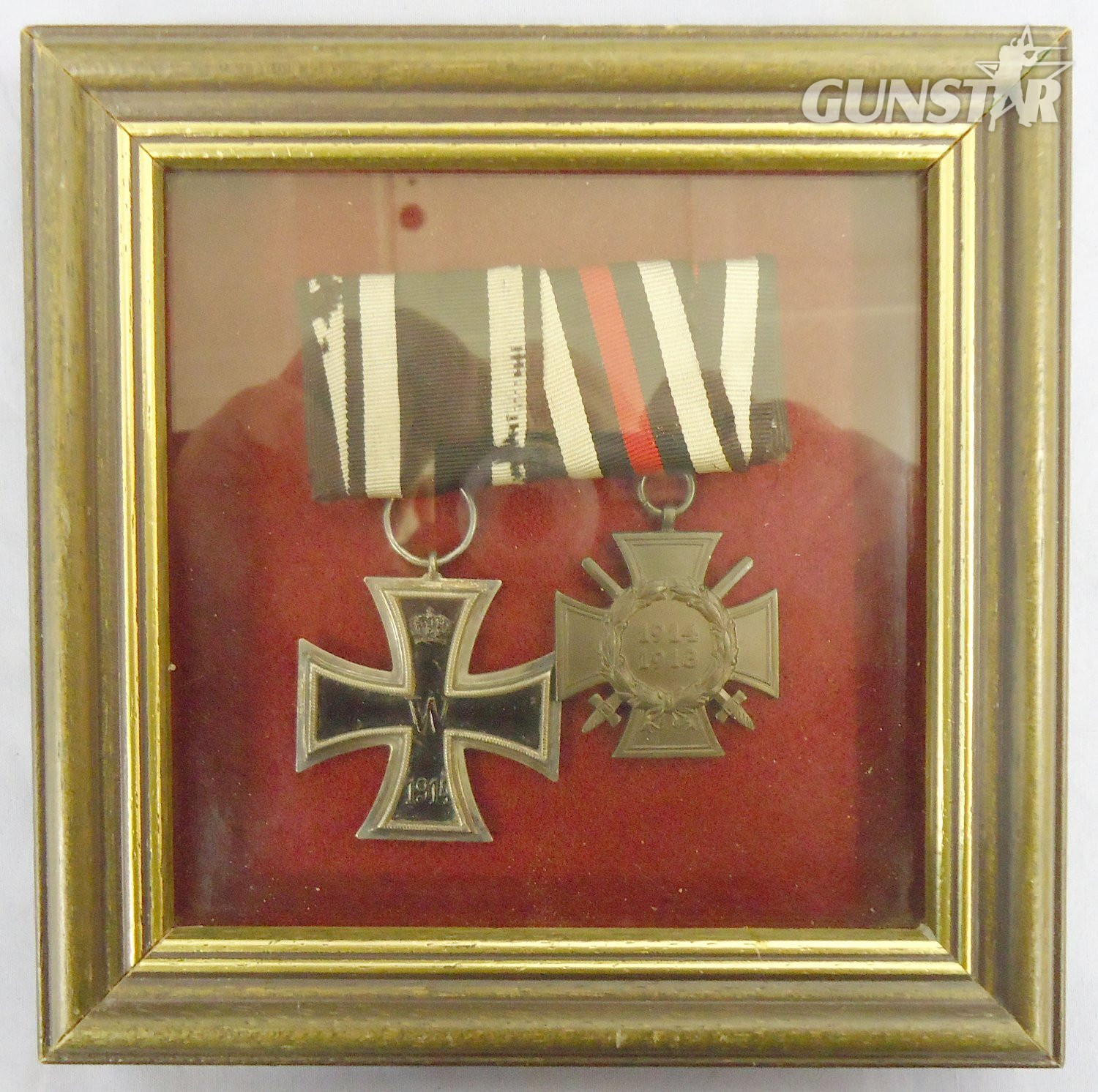 Framed Pair*WWI Iron Cross and Ribbon 2nd Class & Nazi 2nd Class War Merit Cross and Ribbon. N 126. Framed Pair*WWI Iron Cross and Ribbon 2nd Class & Nazi 2nd Class War Merit Cross and Ribbon. N 126.  Antique & Militaria in 