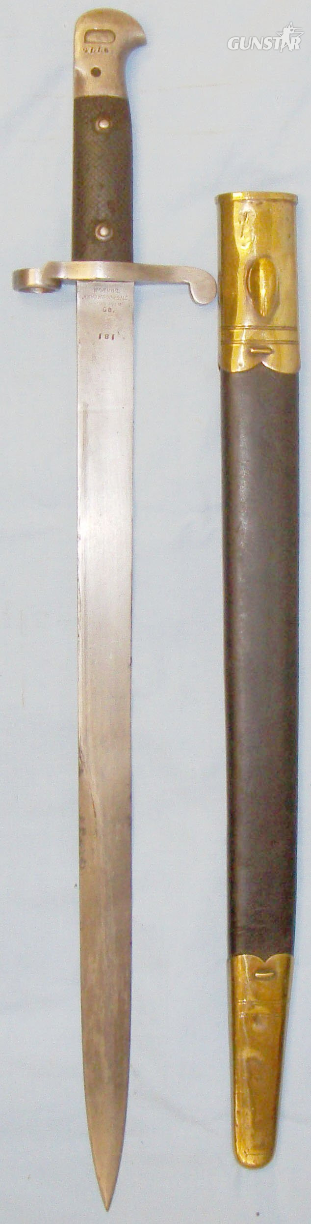 British 1887 MKIII Sword Bayonet and Scabbard. BAYO 165. Bayonet in 