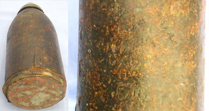 INERT DEACTIVATED. British. WW1, 1916 Dated, 4 Inch Light Trench Mortor With No. 31 Fuse. - O 2242 INERT DEACTIVATED. British. WW1, 1916 Dated, 4 Inch Light Trench Mortor With No. 31 Fuse. - O 2242  Other Ammunition