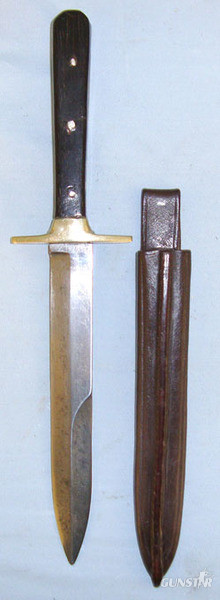 Spear Point Blade Bowie Hunting Knife With German Silver Cross Guard & Scabbard Knive in 