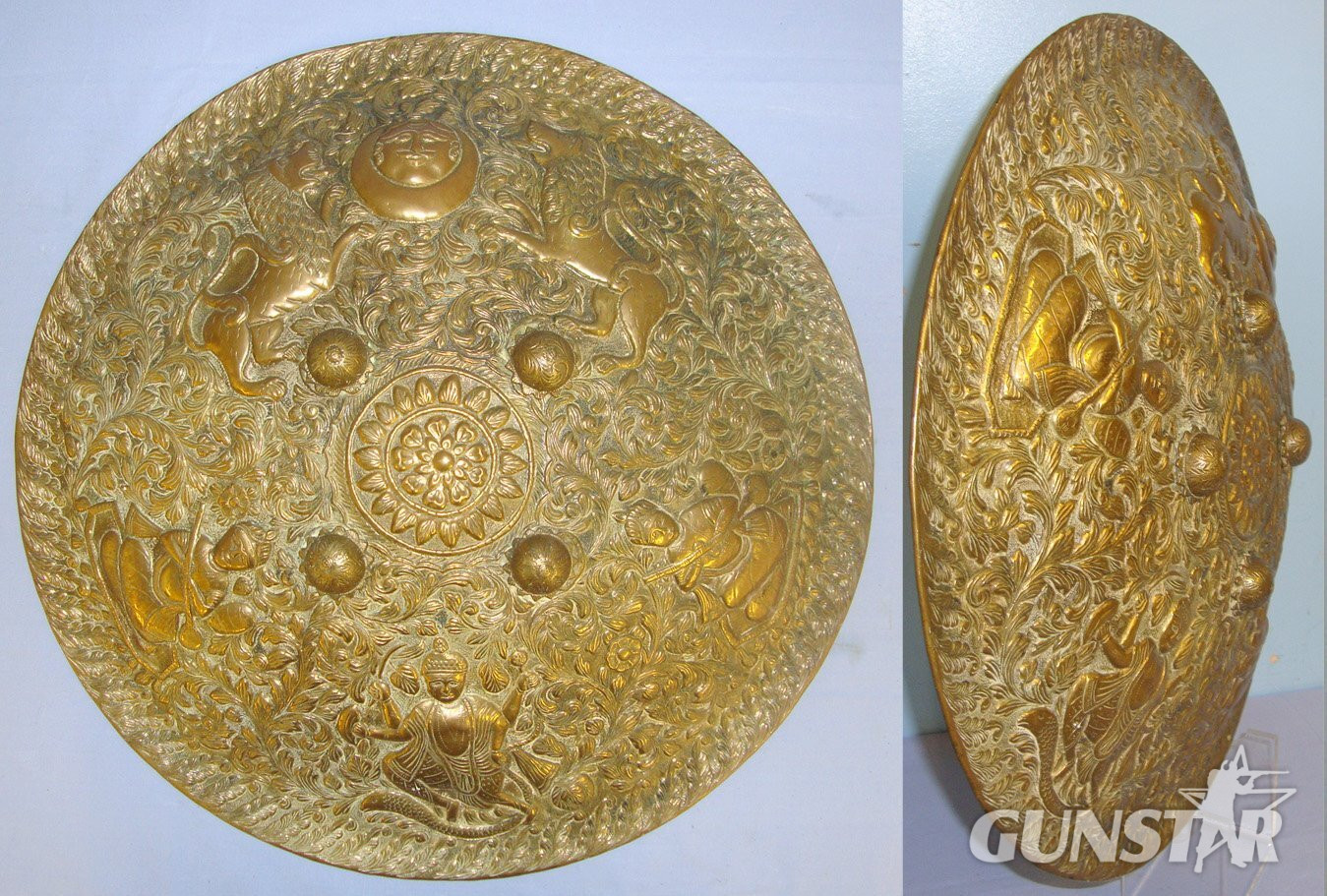 19th Century Islamic Indo-Persian Mughal Native Warrior’s Brass Dhal Fighting Shield. Sn 21449:11  Antique & Militaria in 