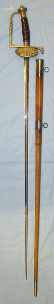 Court / Diplomatic Small Sword With Ornate Brass Clam Shell Hilt & Scabbard Sword in 