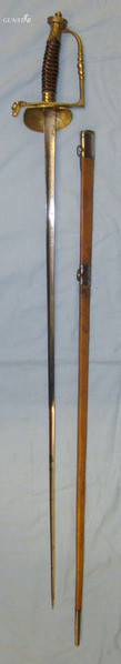 Court / Diplomatic Small Sword With Ornate Brass Clam Shell Hilt & Scabbard Sword