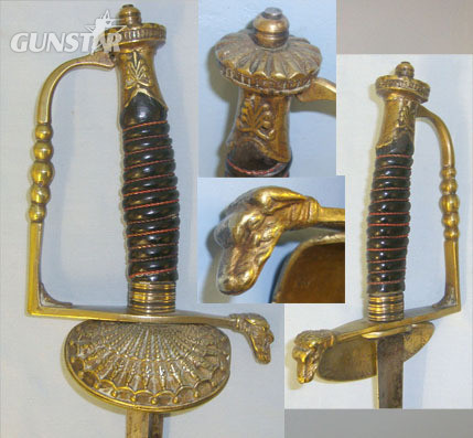  Court / Diplomatic Small Sword With Ornate Brass Clam Shell Hilt & Scabbard Sword