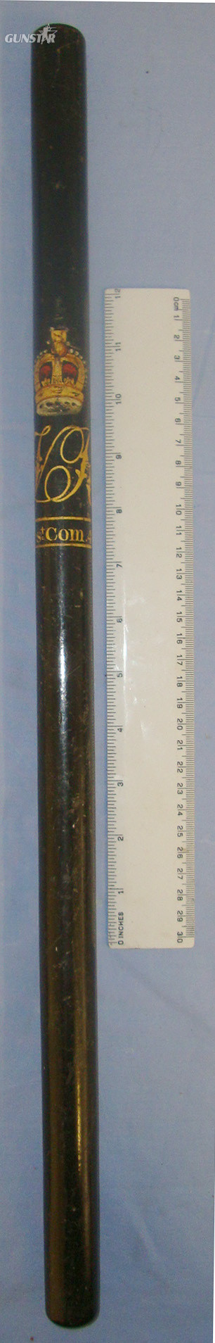 STAVE FORM**Victorian Queen’s Crown ‘VR’ .4.Ward Hand Painted Ebonised Wood Tip Staff / Police Truncheon. Sn 21111  Antique & Militaria in 