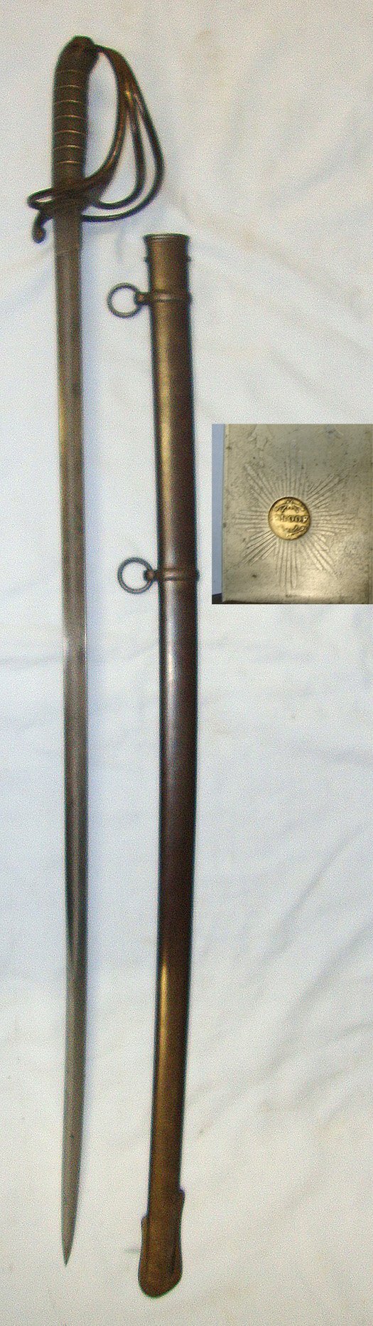  Victorian British Ordnance 1821 Pattern Artillery Volunteers Officer’s Sword With Etched Blade By Mole With Stylised Monogram ‘JC’ & Scabbard. Sn 23157 Sword