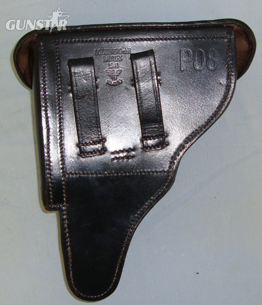  MINT**BEST QUALITY MODERN REPRODUCTION**WW2 1941 Nazi German E.G Leunerg Bautzen Army Officer’s Leather Hard Case Holster For Luger PO8 9mm Parabellum Pistols. Sn 23652 holster Care & Storage