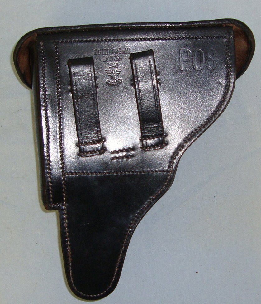  MINT**BEST QUALITY MODERN REPRODUCTION**WW2 1941 Nazi German E.G Leunerg Bautzen Army Officer’s Leather Hard Case Holster For Luger PO8 9mm Parabellum Pistols. Sn 23652 holster Care & Storage