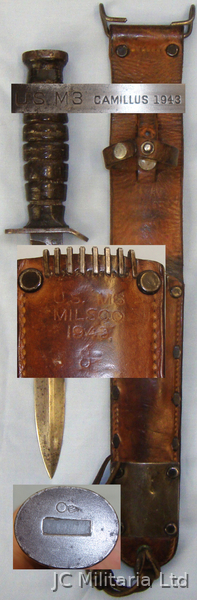 *Rare 1943 WWII U.S. M3 Fighting Knife and M6 Scabbard. 18891. Knive