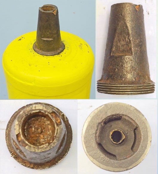 INERT DEACTIVATED. Original, British, WW1, High Explosive (HE) 6 Inch Newton Trench Mortor & Fuze. - O 2241 INERT DEACTIVATED. Original, British, WW1, High Explosive (HE) 6 Inch Newton Trench Mortor & Fuze. - O 2241  Other Ammunition