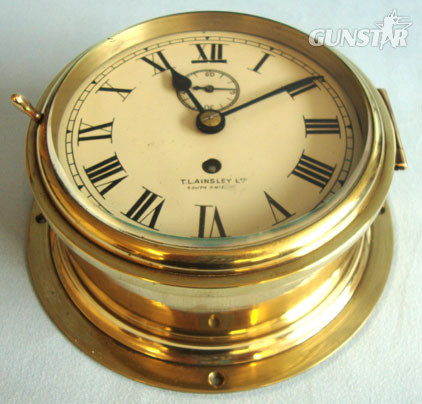 T. L. Ainsley Ltd. South Shields, England. Ship\'s Brass Bulkhead Clock With 60 Seconds Time Keeping Feature and Key By T. L Other Accessory in 