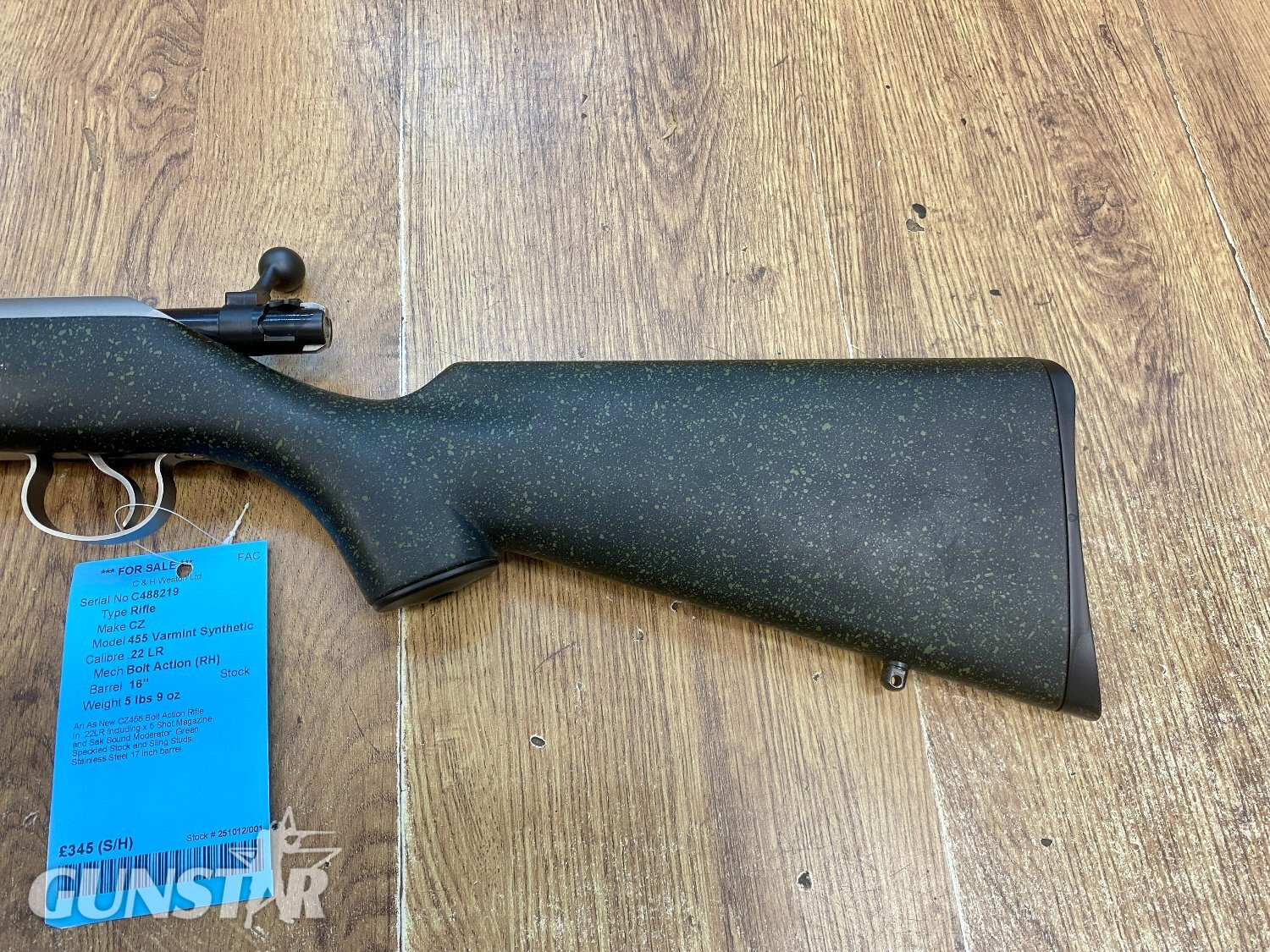 {CATEGORY} - CZ 455 American Synthetic Bolt Action .22 Long Rifle (.22 LR) Rifle in 