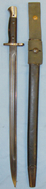 Scarce* WWII British Lanchester S.M.G. Bayonet and Scabbard with R.A.F. Pattern Frog. BAYO 579. Bayonet