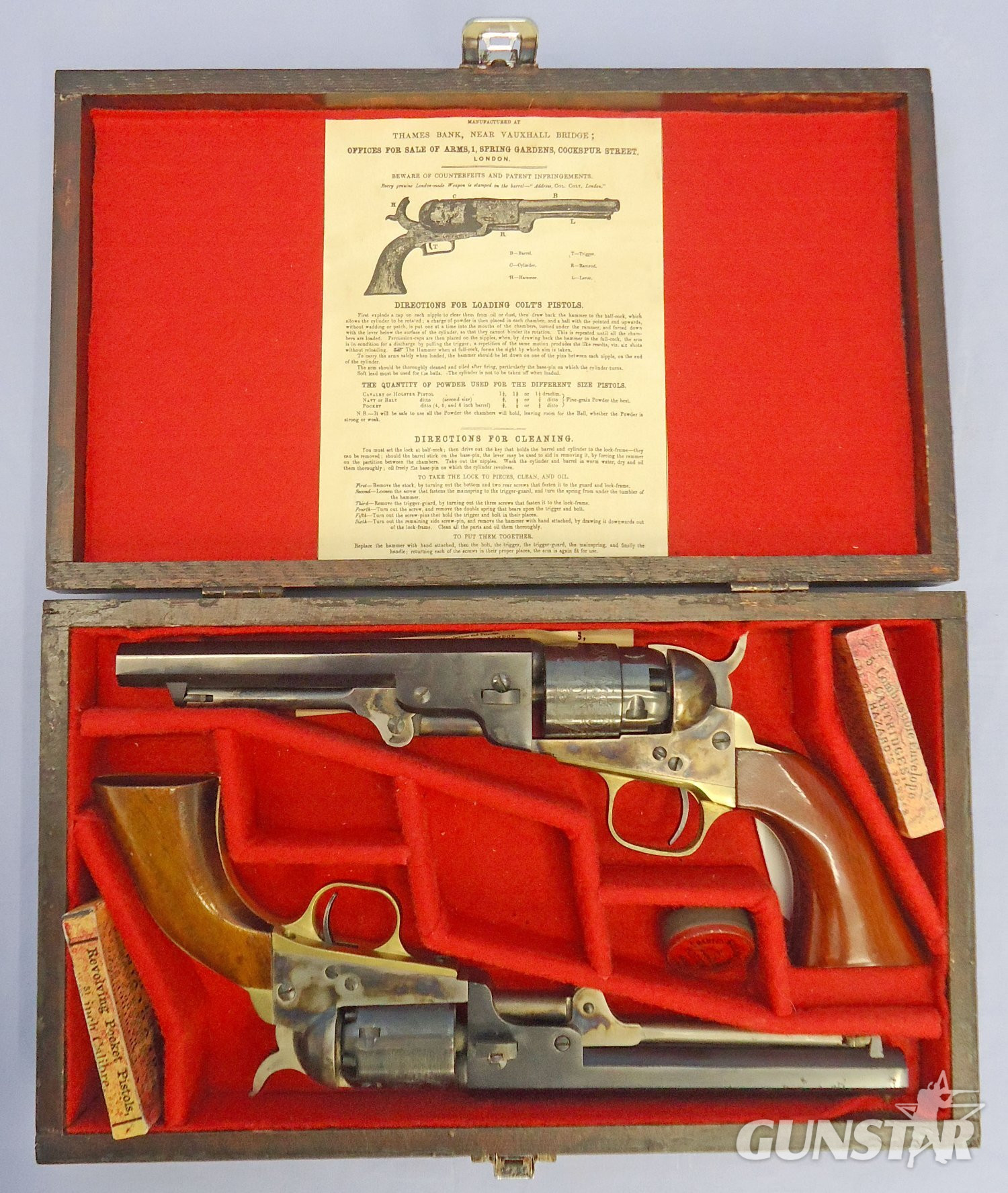 Colt Cased Pair, MINT, Colt .36 Colt Pocket 5 Shot Deactivated (UK Spec) Pistol & Non Firing .31 Colt 1849 5 Shot Pocket Pistols. Sn - 22643:16 .31 Revolver in 