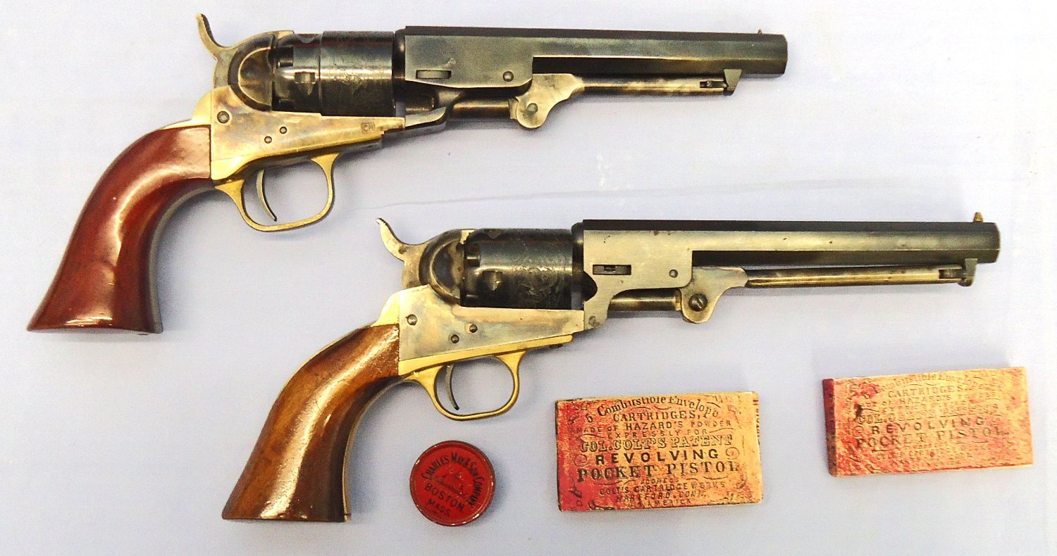 Colt Cased Pair, MINT, Colt .36 Colt Pocket 5 Shot Deactivated (UK Spec) Pistol & Non Firing .31 Colt 1849 5 Shot Pocket Pistols. Sn - 22643:16 .31 Revolver
