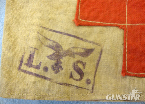 WW2 German Medic Red Cross 2 Piece Arm Band With L. S. (Pilot School) and the Lu WW2 German Medic Red Cross 2 Piece Arm Band With L. S. (Pilot School) and the Lu Clothing