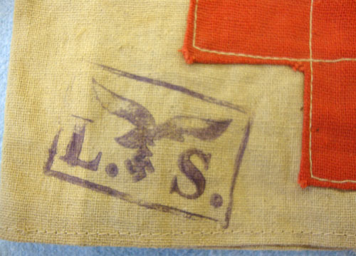 WW2 German Medic Red Cross 2 Piece Arm Band With L. S. (Pilot School) and the Lu WW2 German Medic Red Cross 2 Piece Arm Band With L. S. (Pilot School) and the Lu Clothing