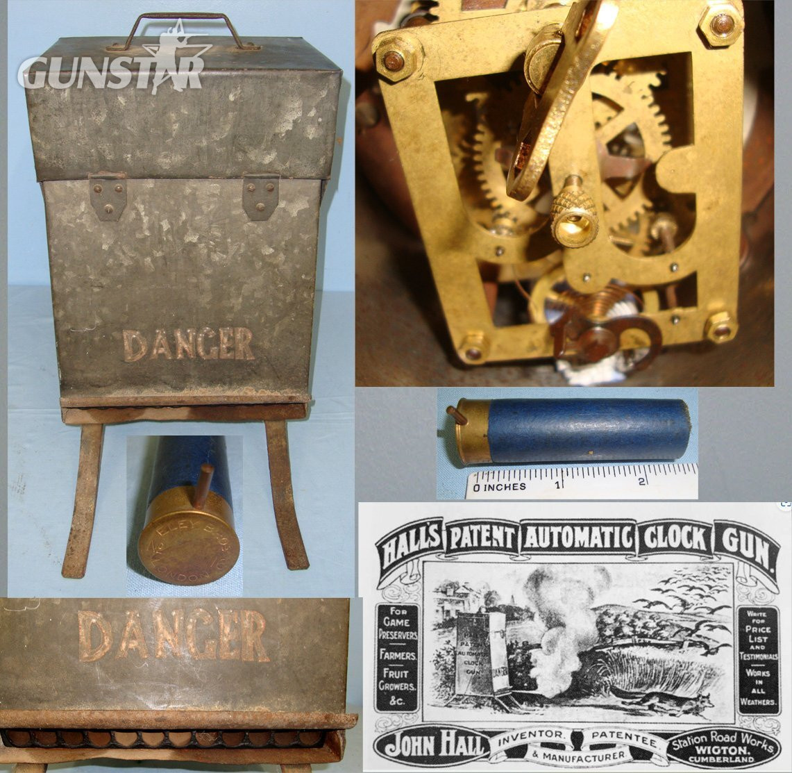 RARE**FULLY WORKING**British John H. Hall, Station Works, Wigton, Cumbria, 1902 Patent 16 Bore Pin Fire Obsolete Calibre Gun Clock Bird / Pest Scarer. Sn 22183 Semi-Auto 16 Bore/gauge
