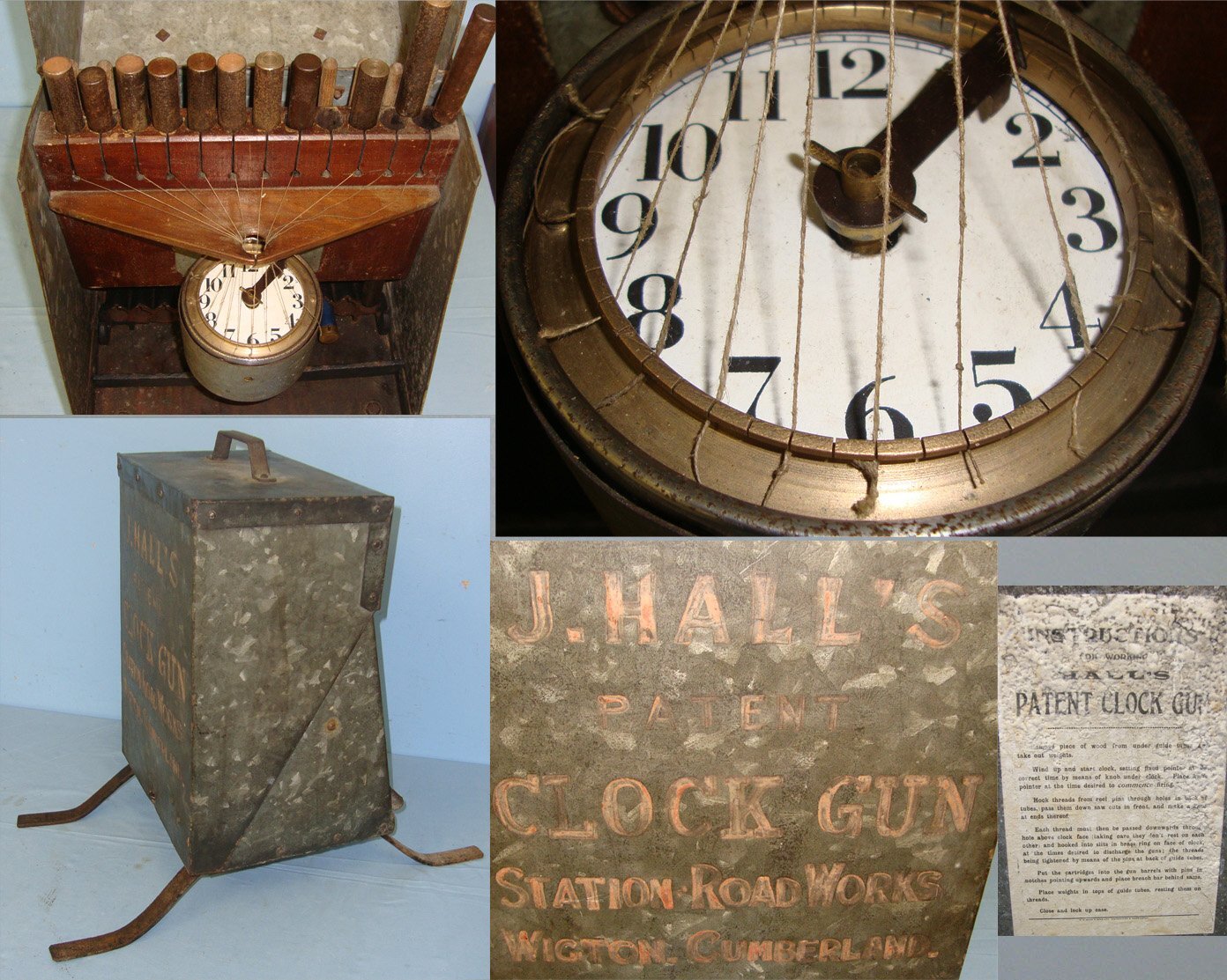  RARE**FULLY WORKING**British John H. Hall, Station Works, Wigton, Cumbria, 1902 Patent 16 Bore Pin Fire Obsolete Calibre Gun Clock Bird / Pest Scarer. Sn 22183 Semi-Auto 16 Bore/gauge