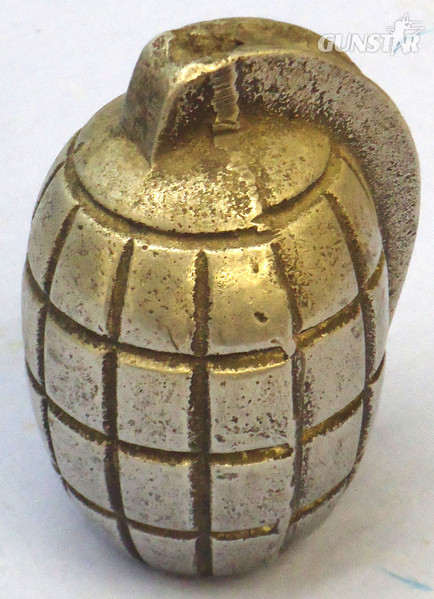 INERT. Rare, WW1, British, Aluminium, Mills No 5 MK 1 Practice Hand Grenade Resembling The Mills No 5 MK 1 Hand Grenade with Lever. - O 1894 INERT. Rare, WW1, British, Aluminium, Mills No 5 MK 1 Practice Hand Grenade Resembling The Mills No 5 MK 1 Hand Grenade with Lever. - O 1894  Other Ammunition - {CATEGORY}