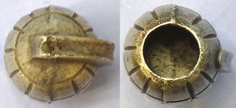  INERT. Rare, WW1, British, Aluminium, Mills No 5 MK 1 Practice Hand Grenade Resembling The Mills No 5 MK 1 Hand Grenade with Lever. - O 1894 INERT. Rare, WW1, British, Aluminium, Mills No 5 MK 1 Practice Hand Grenade Resembling The Mills No 5 MK 1 Hand Grenade with Lever. - O 1894  Other Ammunition