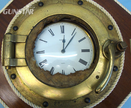 Recovered WW1 Royal Naval Block Ship at Scapa Flow, SS Thames Brass Porthole Mou SS Thames Brass Porthole Mounted With Clock Other Accessory