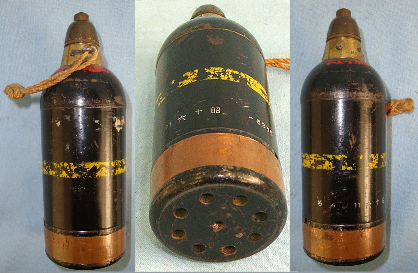  INERT**DEACTIVATED**SCARCE**WW2 Japanese Army Type 89, 58mm High Explosive H.E. Mortor Round For Type 89 ‘Knee’ Mortors Strippable & Complete With Original Finish. O 2400 None Mortar