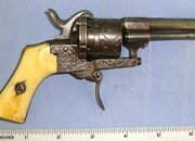 C1865 Belgium Lefaucheux Patent 7mm Pin Fire Obsolete Calibre 6 Shot Double Action Revolver With Ornate Tooled Decoration, Folding Trigger & Polished Bone Grips. Sn 17902 pin fire revolver 7mm Revolver